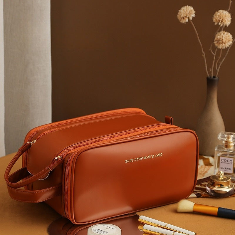 Three-layer Double Zipper U-shaped Design Cosmetic Bag