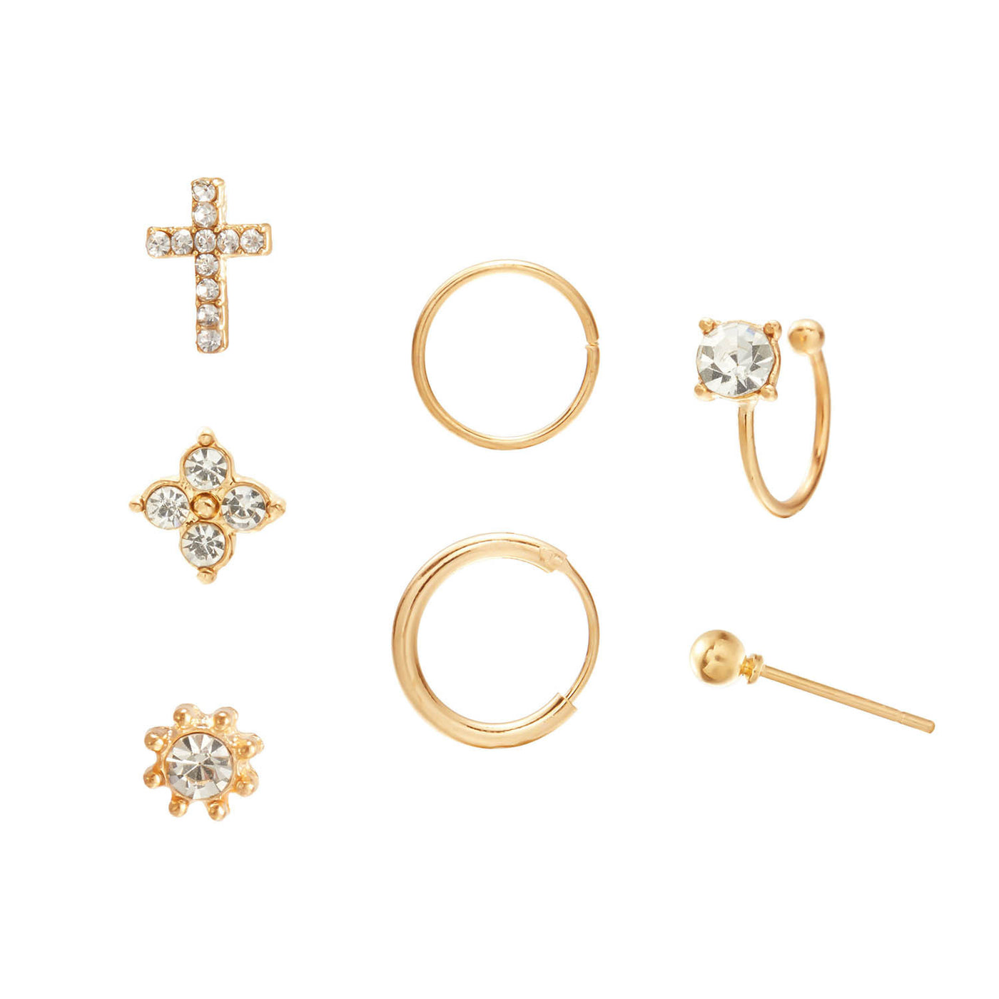 Cross Sun Lock Earings Set