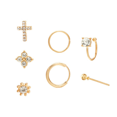 Cross Sun Lock Earings Set