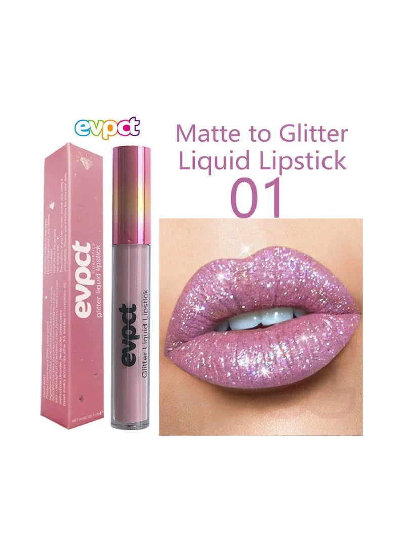 Diamond Glitter Lip Gloss Makeup 15 Colors Matte-changing Waterproof Lasting Shimmer Shiny Illusion Natural Liquid Lipstick