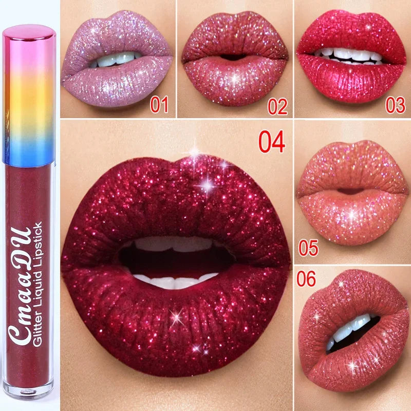 Diamond Glitter Lip Gloss Makeup 15 Colors Matte-changing Waterproof Lasting Shimmer Shiny Illusion Natural Liquid Lipstick