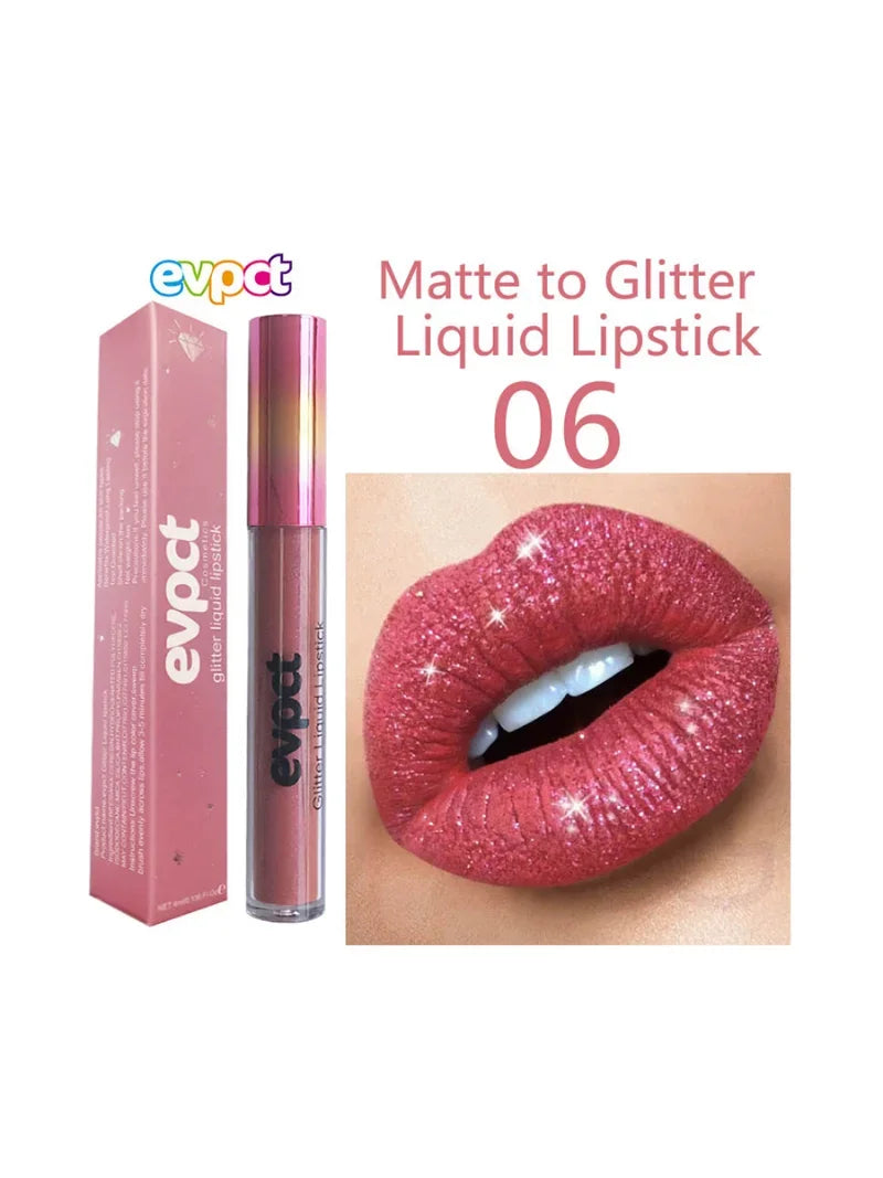 Diamond Glitter Lip Gloss Makeup 15 Colors Matte-changing Waterproof Lasting Shimmer Shiny Illusion Natural Liquid Lipstick