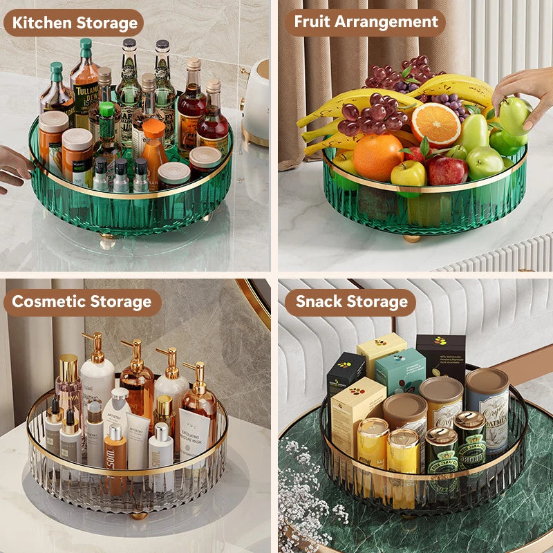 Rotating Perfume Organizer For Dresser Light Luxury Skincare Cosmetic Organizer PET Bathroom Storage Tray