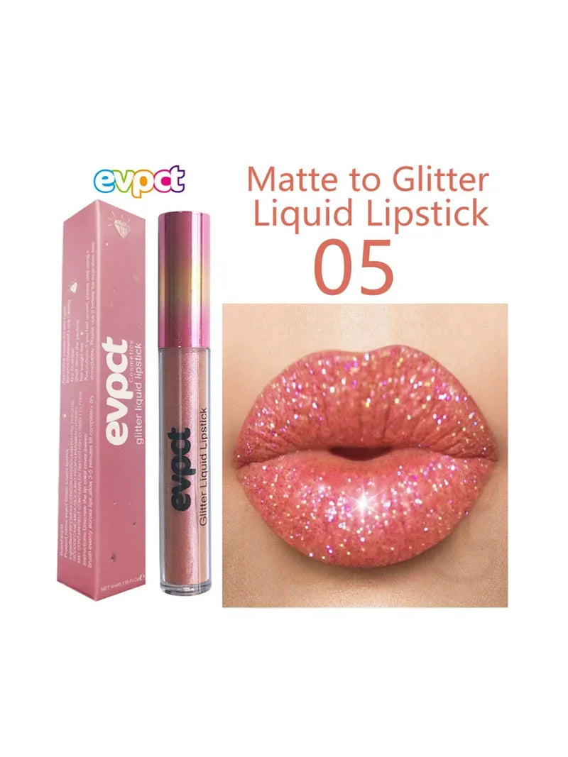 Diamond Glitter Lip Gloss Makeup 15 Colors Matte-changing Waterproof Lasting Shimmer Shiny Illusion Natural Liquid Lipstick