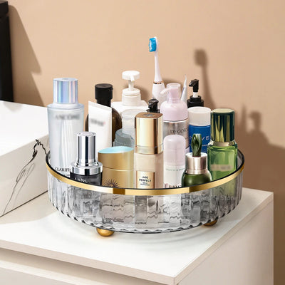 Rotating Perfume Organizer For Dresser Light Luxury Skincare Cosmetic Organizer PET Bathroom Storage Tray