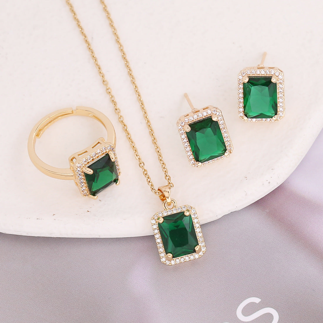 Square Emerald Pendant Necklace